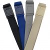 4 pack of beltaway square belts with colors, black, denim, gray, and beige